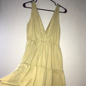 Yellow ribbed v-neck sundress